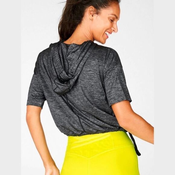Fabletics Bea Short-Sleeve Hoodie Grey Size Small - Picture 3 of 7